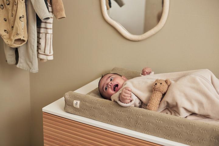 Produktbild Jollein - Aankleedkussenhoes 50x70cm - Zachte Hoes Baby Aankleedkussen - Grain Knit - Olive Green (50 x 70 cm)