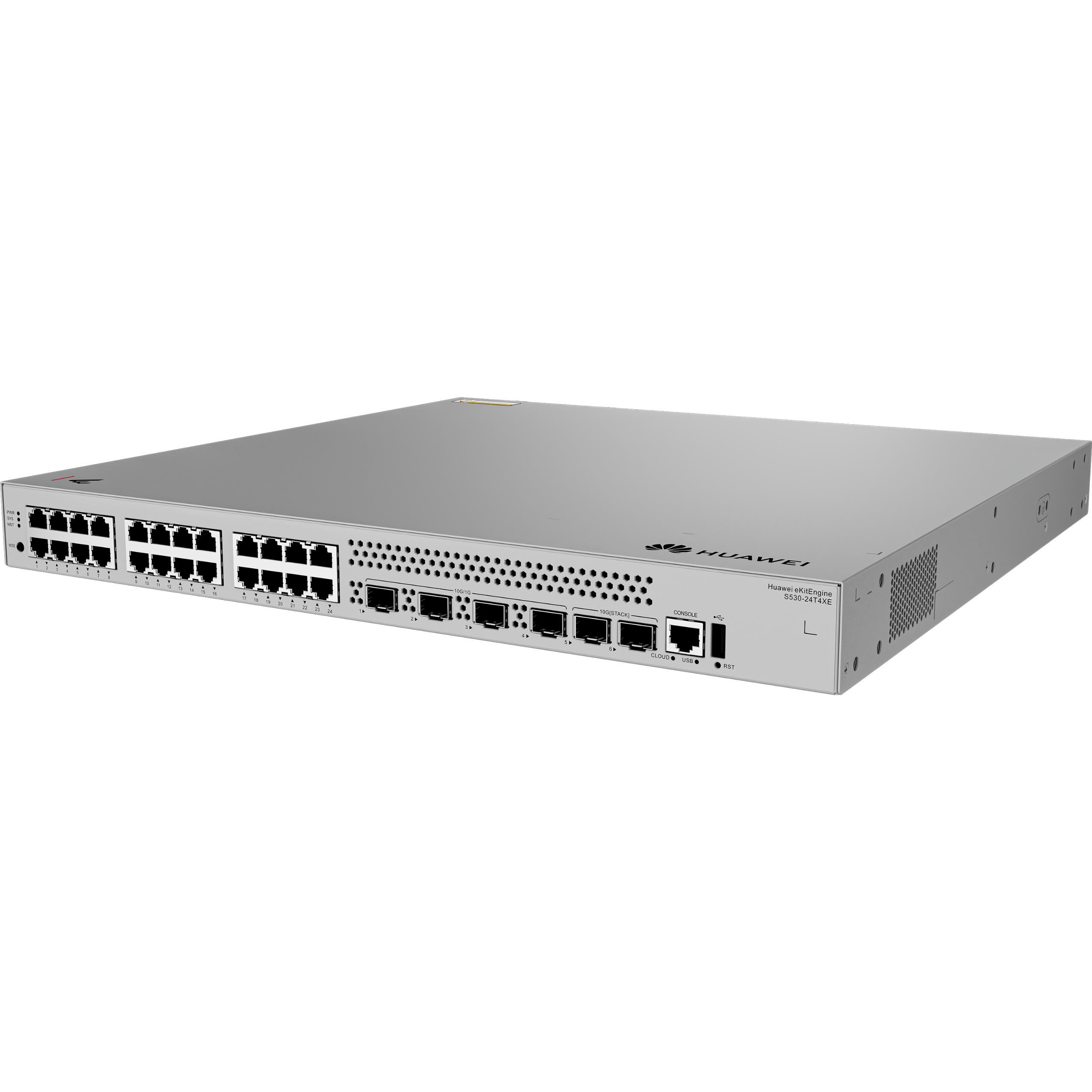 Huawei S530-24T4XE 24x10/100/1000BASE-T ports 4x10GE SFP+ ports 2x12GE stack ports with 1xAC power m