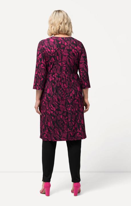 Actual product image Ulla Popken Matte Jersey Graphic Print Empire Pocket A-line Tunic Dress (56)