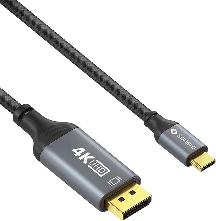 Image du produit Sonero Câble USB-C/DisplayPort, 4K60, mâle/mâle, gris/noir, 1 m (1 m)