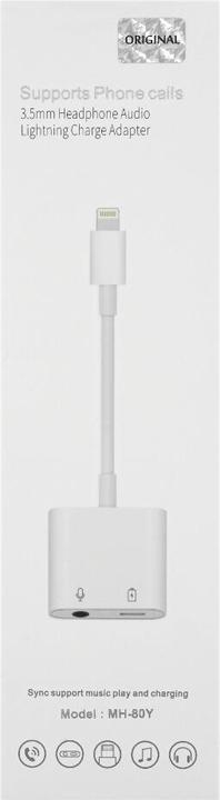 Actual product image OEM 2in1 Adapter Lightning to 3.5mm Audio incl. Call Function, white (Lightning, 3.5mm jack)