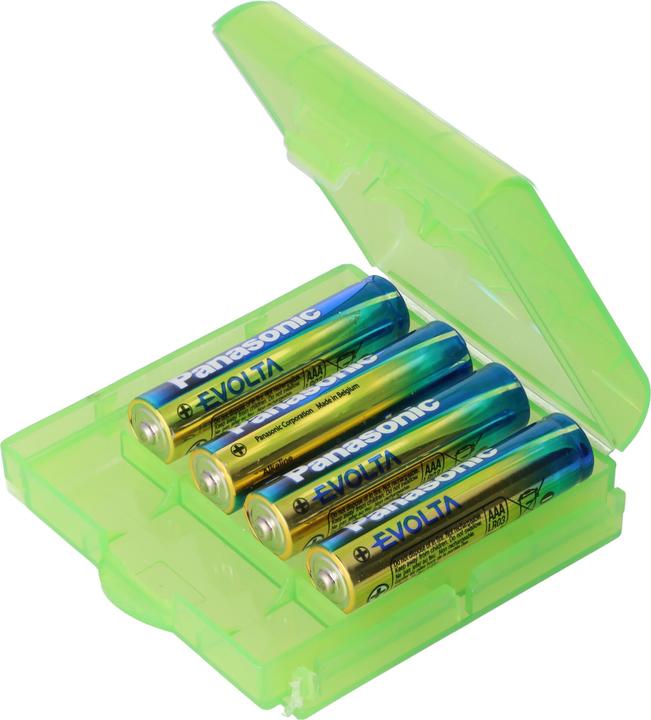 Produktbild AccuCell Aufbewahrungsbox für 4x AA Mignon oder 4x 14500 Akkus, max. Batterielänge 50,6mm, grün