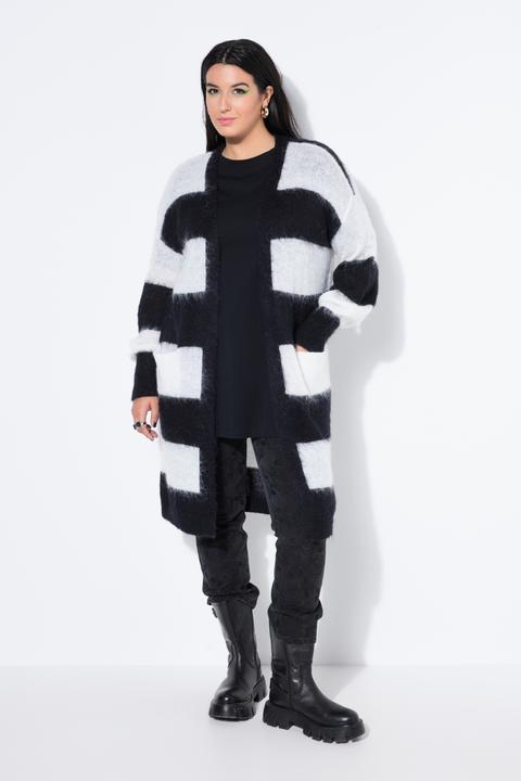 Produktbild Studio Untold Long-Strickjacke, offene Form, Blockstreifen (58)