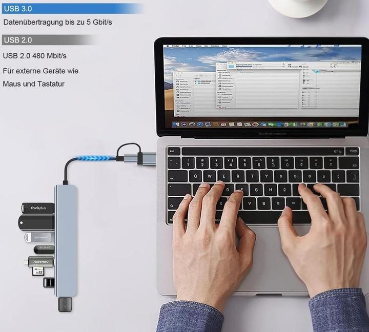 Produktbild PowerGuard SevenPack 7-in-1 USB-C, USB-A to USB Multiport Hub Adapter (USB-A, USB-C, 7 Ports)