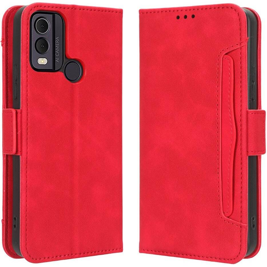 Cover-Discount Nokia C22 - Etui mit vielen Kartenfächer rot (Nokia C22), Smartphone Hülle, Rot