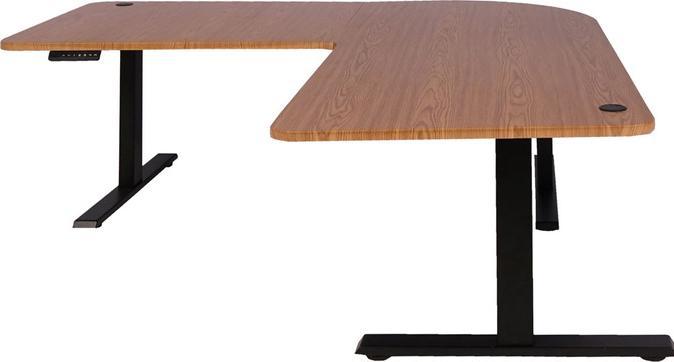 Actual product image Swisshandel24 Corner desk, computer desk, electrically height-adjustable Memory 178x178cm 84kg brown structure