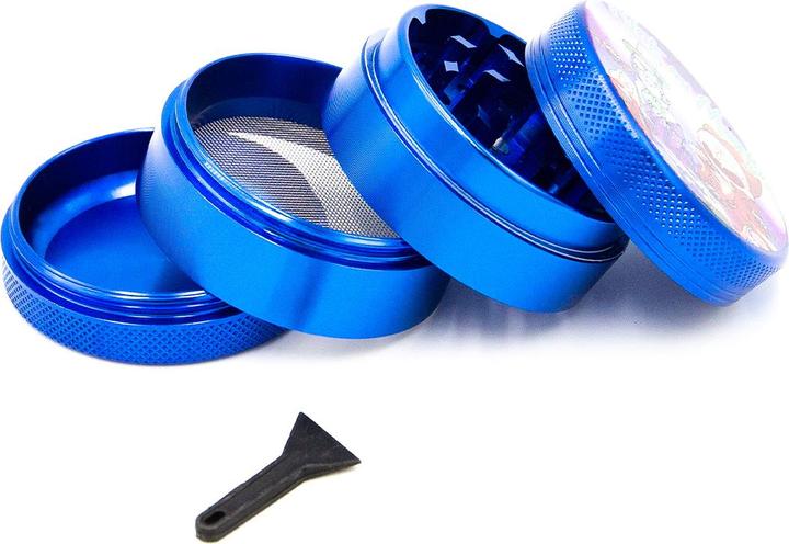 Actual product image BestV Rick and Morty Aluminium Grinder Blue 4 Parts 50mm