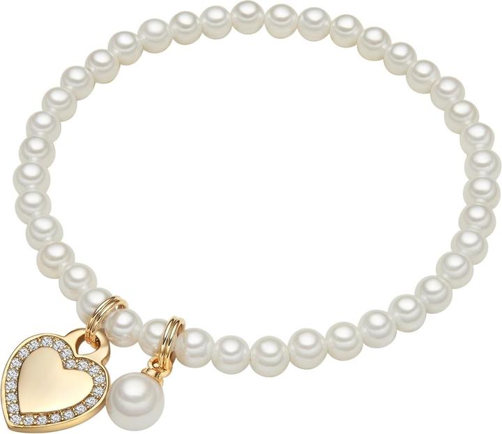 Produktbild Lulu & Jane Herz Messing Zirkonia Muschelkernperle gelbgold 17,0 cm - 33440 (19 cm, Messing)