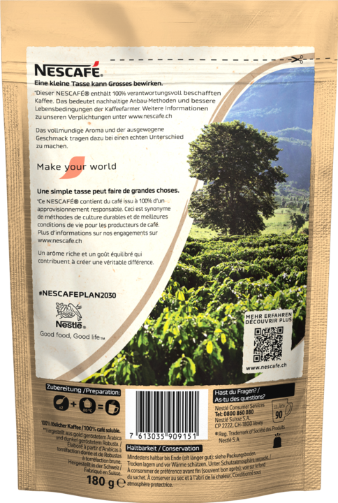 Valori nutrizionali e ingredienti Nescafé Gold De Luxe caffè solubile Borsa (180 g)