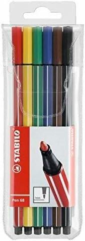 Productafbeelding STABILO Pen 68 Premium viltstift (Geel, Groen, Blauw, Zwart, Rood, Turkoois, Bruin, 6 x)