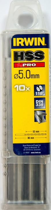 Actual product image Irwin 10502281, Drill, Drill bit set, 5 mm, 8.6 cm, Plastic, Soft metal, Wood, 5.2 cm (5 mm)