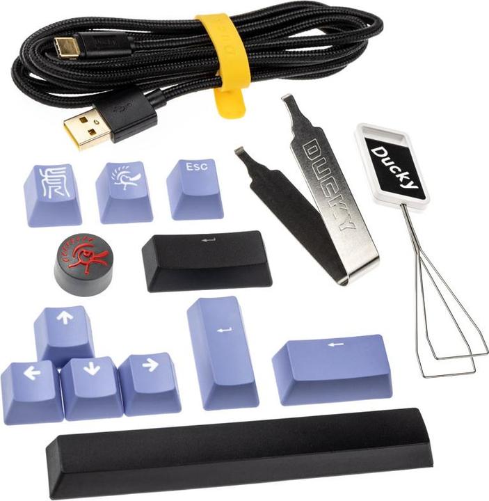 Actual product image Ducky One 3 Classic Black/White Gaming Keyboard, RGB LED - MX-Blue (US) (USA, Cable)