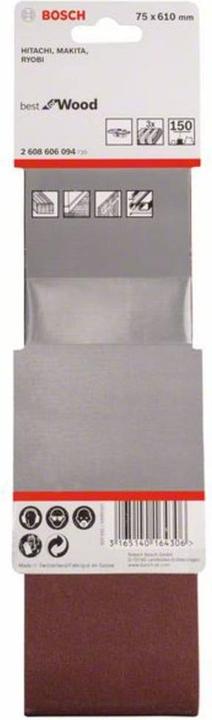 Image du produit Bosch Professional Zubehör PRO X440 bande abrasive, 75 x 610 mm, G150 (150)