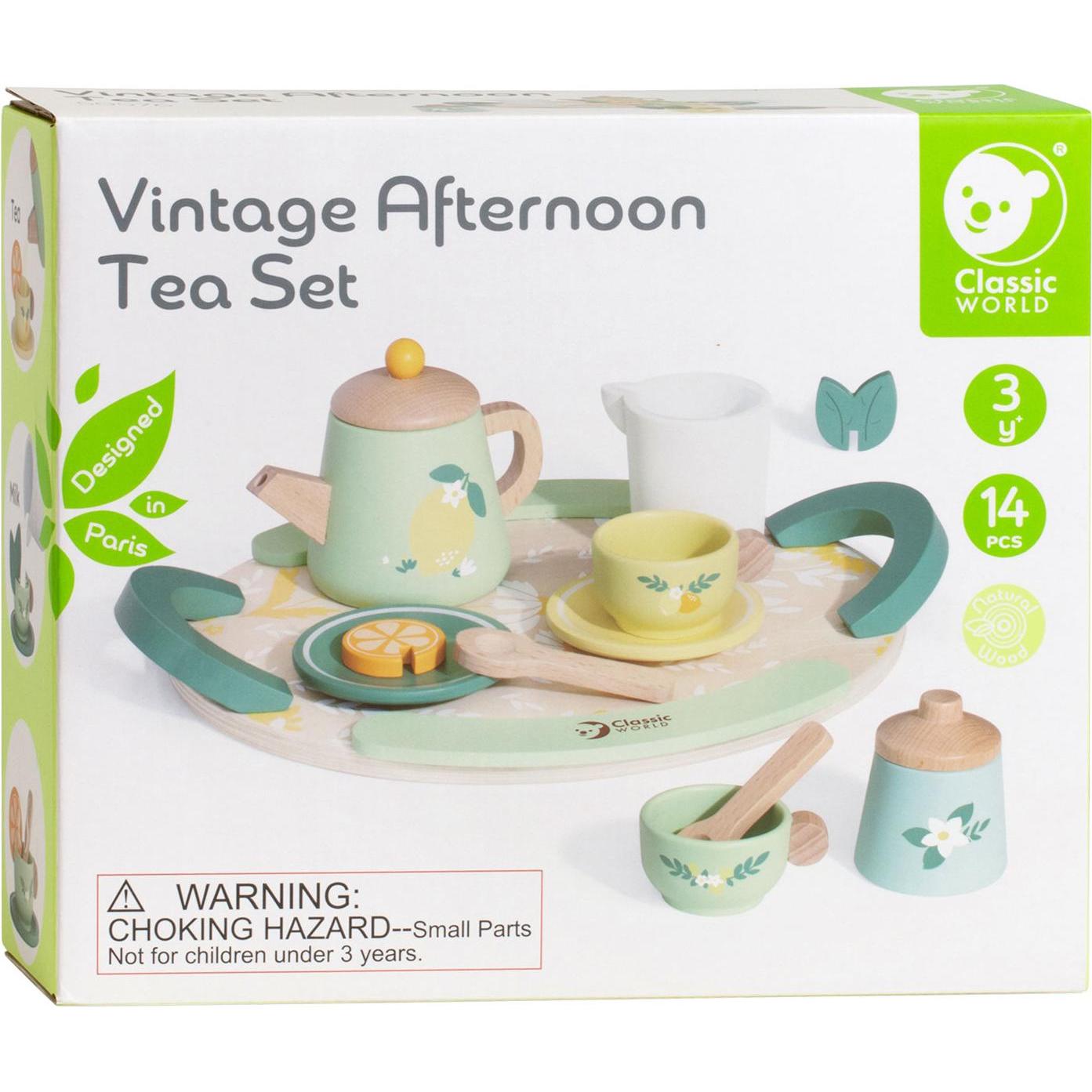 Thumbnail - Classic World Vintage-Teeservice aus Holz mit Tablett, 14-tlg.