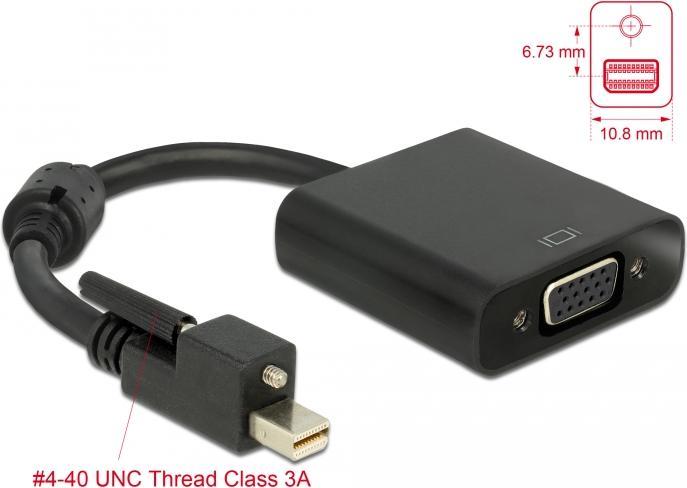 Produktbild Delock Mini-DisplayPort zu VGA Adapter, schwarz (VGA, 25 cm)