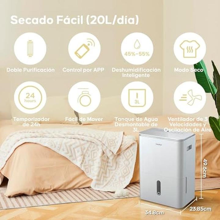 Produktbild Comfee Luftentfeuchter mit App-Steuerung, 4 Modi, Ionisator und Wäschetrockner-Funktion (52 m², 20 l/24h)