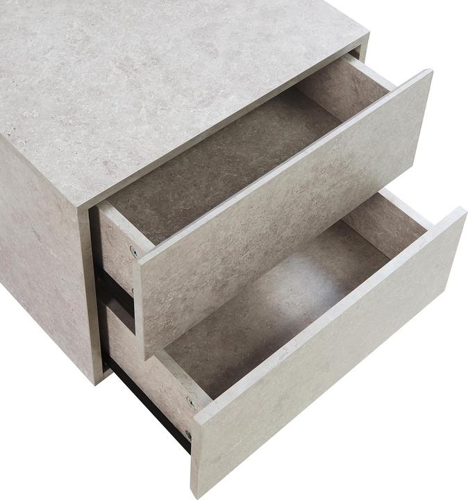 Produktbild En.Casa Nachttisch hängend Ampfing mit 2 Schubladen Betonoptik, hell (40 x 29 x 30 cm)