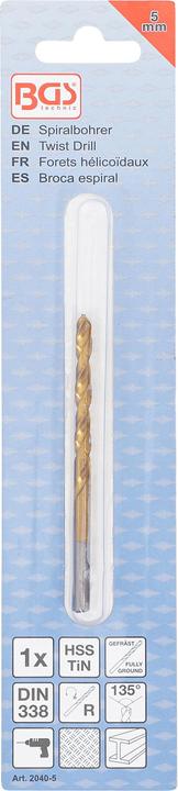 Produktbild BGS Spiralbohrer HSS-G titan-nitriert 5,0 mm (5,00 mm)