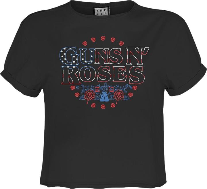 Actual product image Amplified Womens/Ladies Stars And Stripes Guns N Roses Crop Top (S)