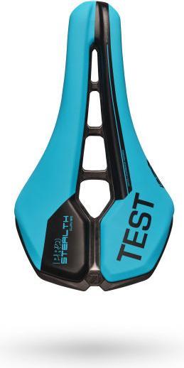 Actual product image PRO Test saddle Stealth Curved Performance, blue, stainless steel frame, 142mm