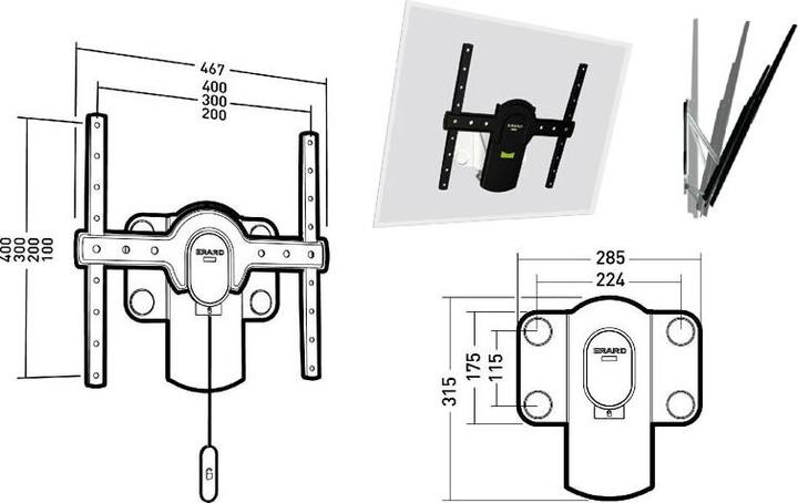 Image du produit Erard TiLTiT 400 Support TV mural inclinable pour 30 à 65 pouces (Mur, 65", 30 kg)