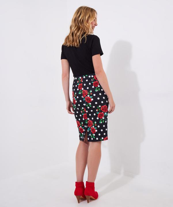 Actual product image Joe Browns Rose Print Polka Dot Pencil Skirt (38)