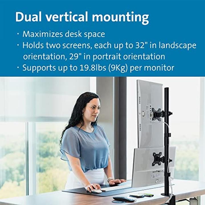 Image du produit Kensington Dual Monitorarm Vertikal (Tables, 32", 18 kg)