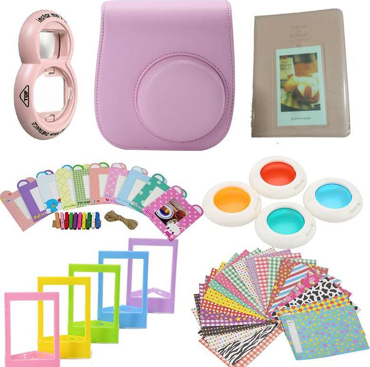 Image du produit JTI Kit d'accessoires pour Fujifilm Instax Mini 8/9 - Rose clair (Étui pour accessoires de caméra)