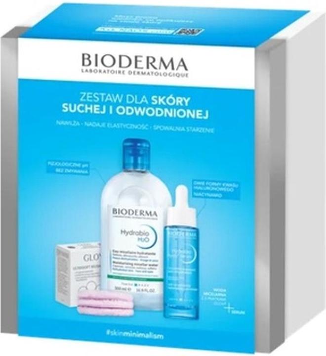 Bioderma Hydrabio Weihnachtsset 2024 - H2o 500 Ml, Hyalu Serum 30 Ml, Glov Fluffy Reusable Pads 3 Pi (Gesichtspflege Set)