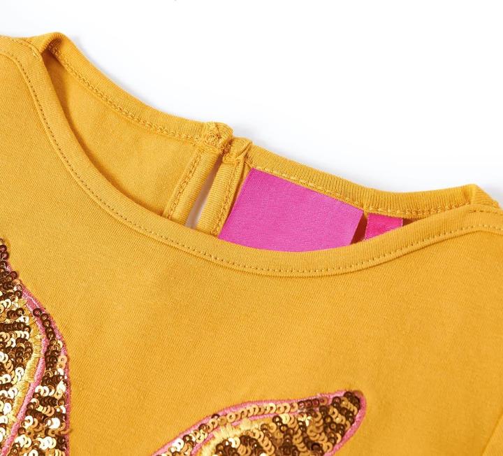 Produktbild vidaXL Kinder-Langarmshirt Ocker 128,Material: 95 % Baumwolle. 5