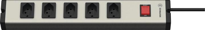 Actual product image Steffen EHMANN aluminium socket strip 5xT13 3m with overcurrent protection switch (5x, Type 13, 3 m)