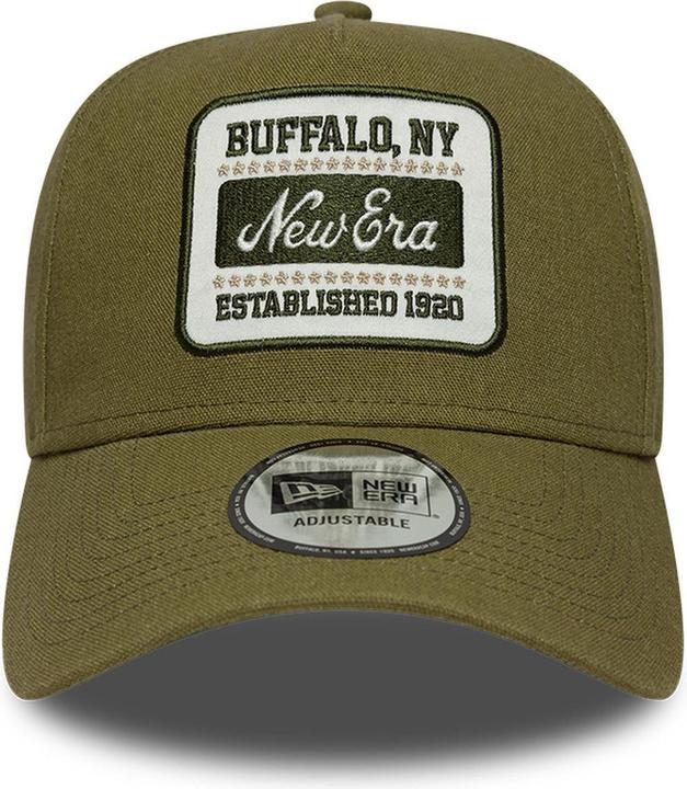 Produktbild New Era A-Frame Trucker Leinen Cap - Brand Patch Oliv (One Size)