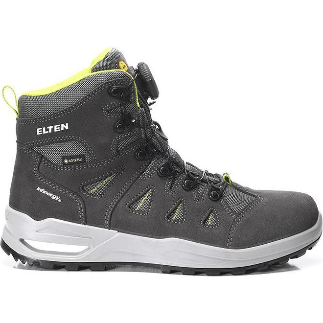 Maddox, Sicherheitsschuhe, ELTEN Berufsstiefel RILEY XXF BOA GTX grey-lime Mid ESD O2 WR CI Gr. 46 (O2, 46)