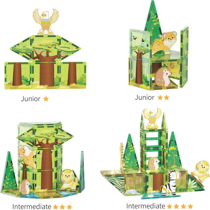 Productafbeelding PicassoTiles Picasso Tiles - Safari themed set with 8 animals (46 pcs) (PTQ12)