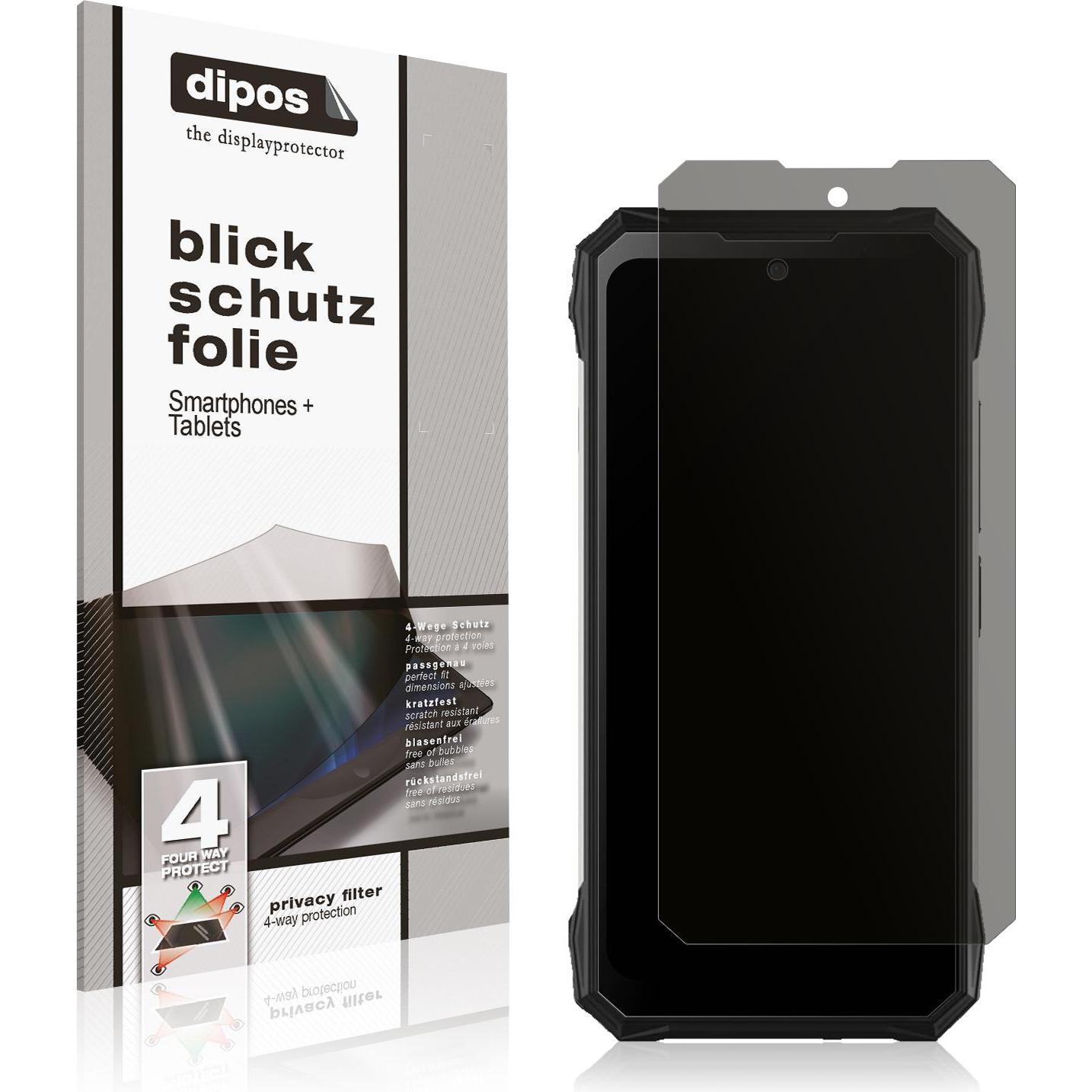 Dipos Blickschutzfolie 4-Way Privacy (1 Stück, Doogee S89 Pro), Smartphone Schutzfolie, Transparent