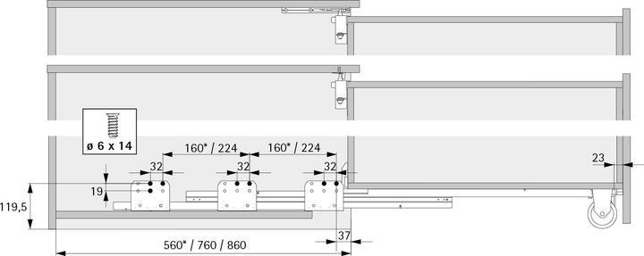 Actual product image Hettich Quadro Big Duplex baffle extension