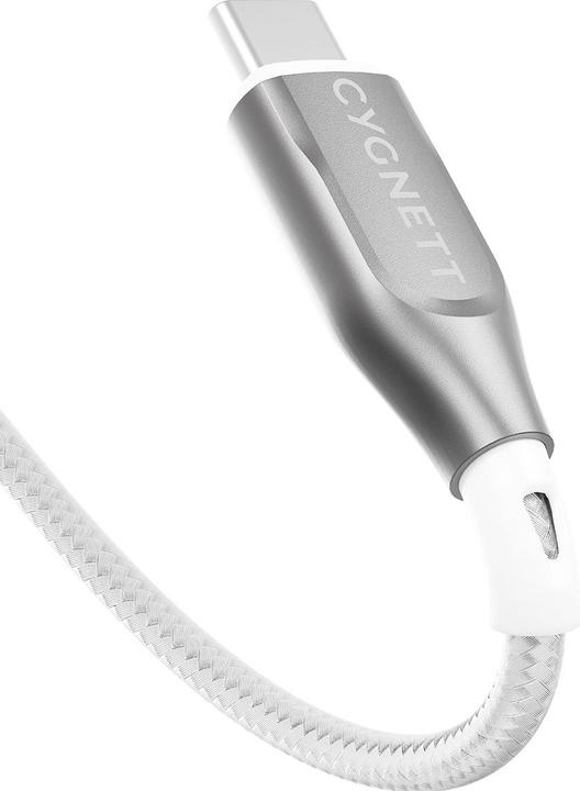 Productafbeelding Cygnett Gepantserde USB-C naar USB-C 60W snellaadkabel USB 2.0 (1m, wit) (1 m, USB 2.0, 100 W)