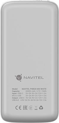 Image du produit Navitel PWR20 MX Blanc (20000 mAh, 22.50 W, 74 Wh)