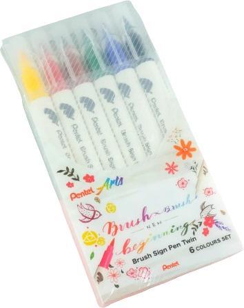 Produktbild Pentel BrushSignPen Pinselstift Twin, 6er Set (6x)