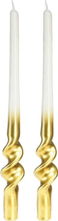 Viana Elegante gedrehte Kerzen mit goldener Spirale für festliche Dekoration (2 Stk.)