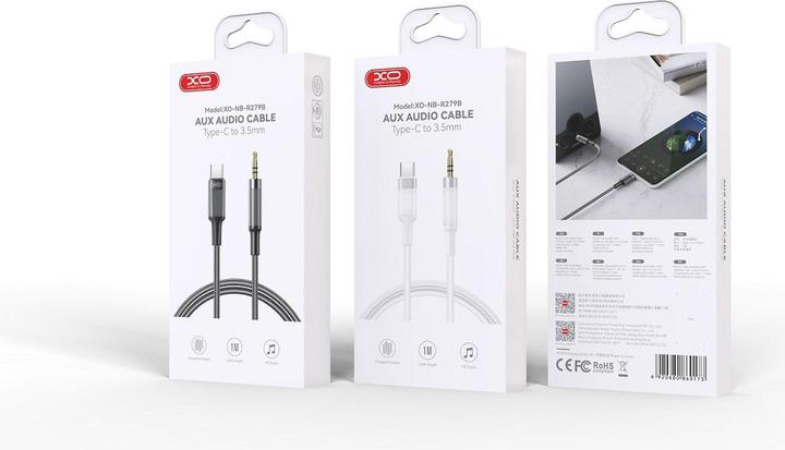 Actual product image xO cable audio NB-R279B USB-C - jack 3,5mm 1,0m black (1 m, AUX cable)