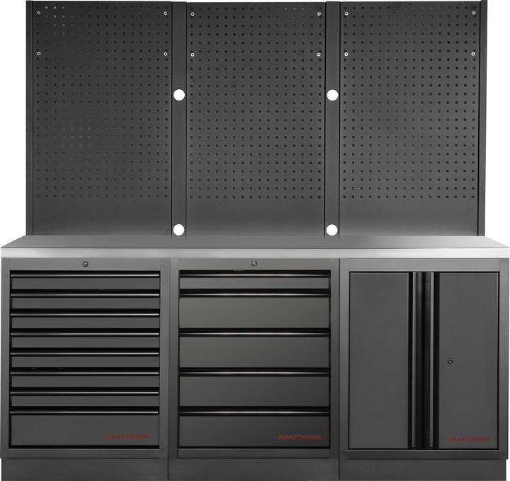 Produktbild Kraftwerk MOBILIO BLK Kombi Lochwand Edelstahl (204 cm, 200 cm)