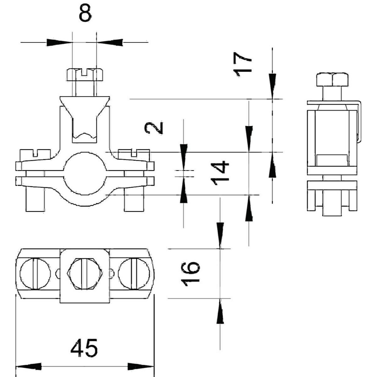 Thumbnail - OBO Bettermann, Kabelhalter, OBO 950/Z 1/4Z Erdschelle Spannbereich 12-14mm