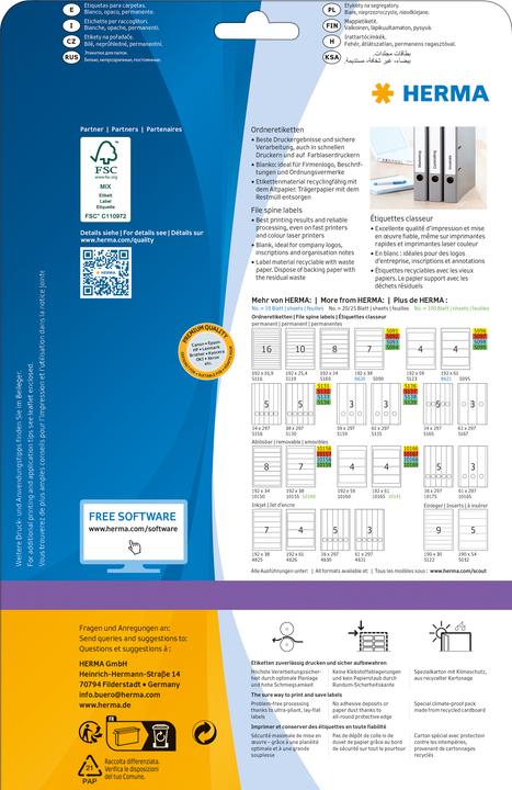 Actual product image HERMA Removable A4 file labels