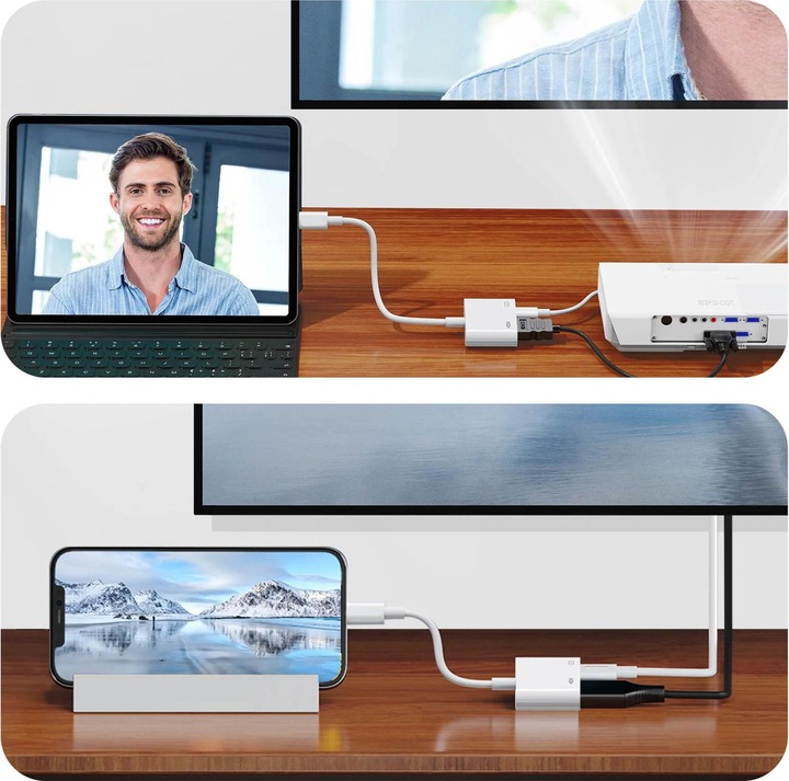 Produktbild Max Excell Lightning auf HDMI + USB-C Adapter (Lightning, HDMI, 1 cm)