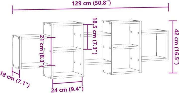 Immagine prodotto vidaXL Scaffale a muro (129 x 18 x 42 cm)