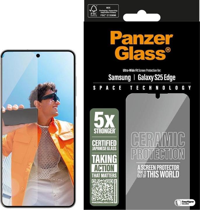 Image du produit PanzerGlass Ceramic Displayschutz Samsung Galaxy PS | Ultra-Wide Fit (1 pcs, Samsung Galaxy S25 Edge)