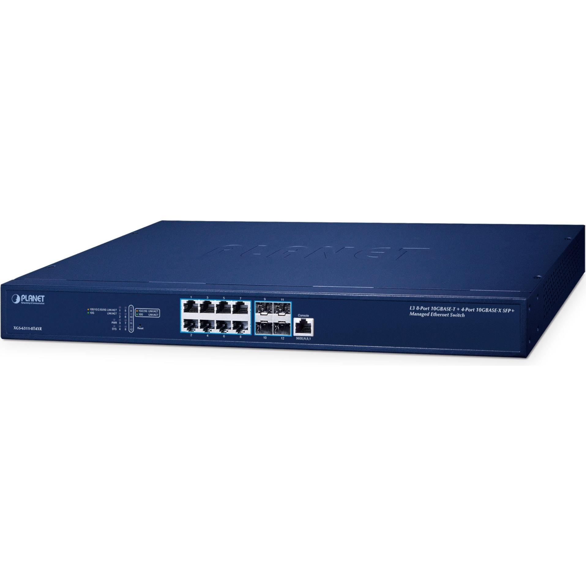 Planet L3 8 porte 10G RJ45 + 4 porte 10G SFP+ XGS-6311-8T4XR (8 porte), Switch di rete