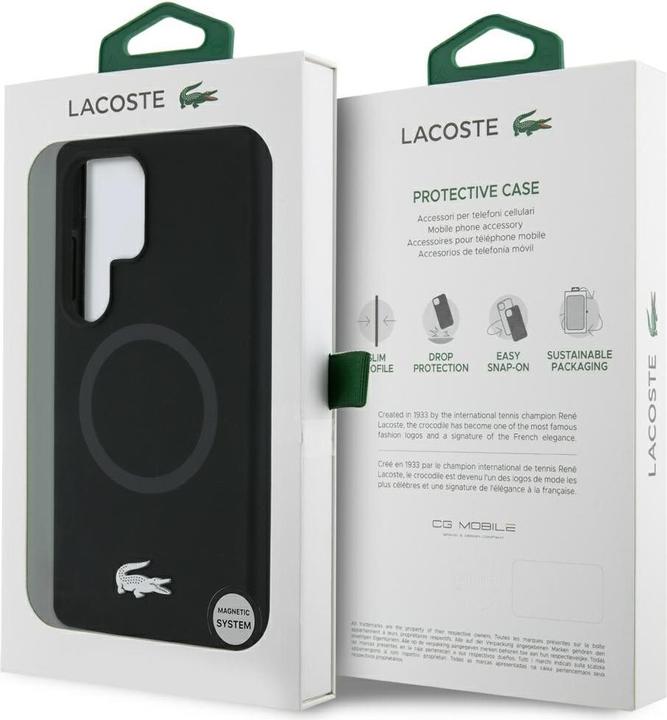 Image du produit Lacoste Case Silicone Microfiber W/ Silver Croc Logo MagSafe forSamsung Galaxy S25 Ultra black (Samsung Galaxy S25 Ultra)