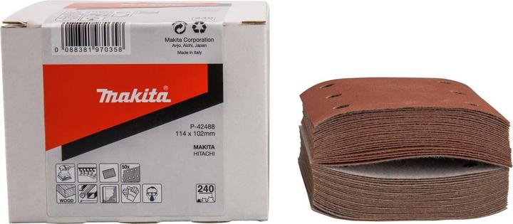 Actual product image Makita Sandpaper with Velcro 114 x 102 mm (6 holes) 240 grit, 50 pieces (240)